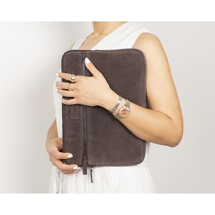 Bloominbag Mocha Still Hakiki Süet Deri 15-16 Inç Macbook/laptop Kılıfı