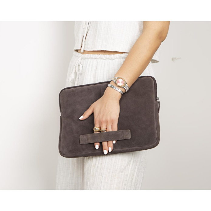 Bloominbag Mocha Still Hakiki Süet Deri 13-14 Inç Macbook/laptop Kılıfı