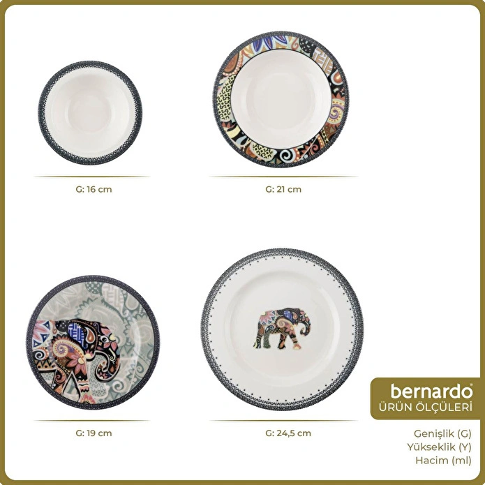 Bernardo Elephant 24 Parça Yemek Takımı