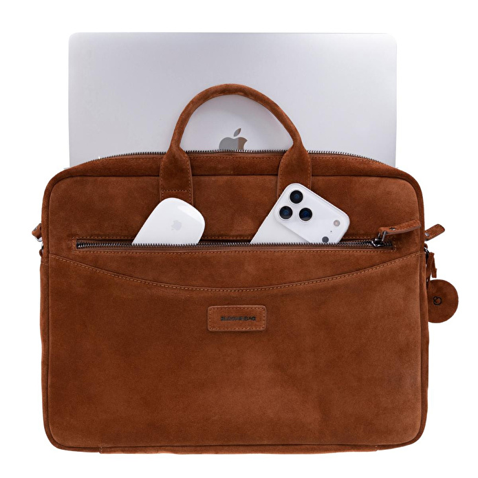 Bloominbag Camel Still Hakiki Süet Deri 15-16 Inç Macbook/laptop Çantas