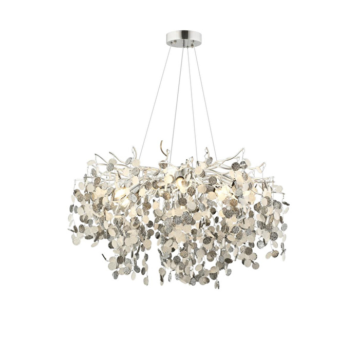 Apliqa Masal 80'lık Yuvarlak Krom Kristal Taşlı Modern, Oturma Odası, Salon Avize