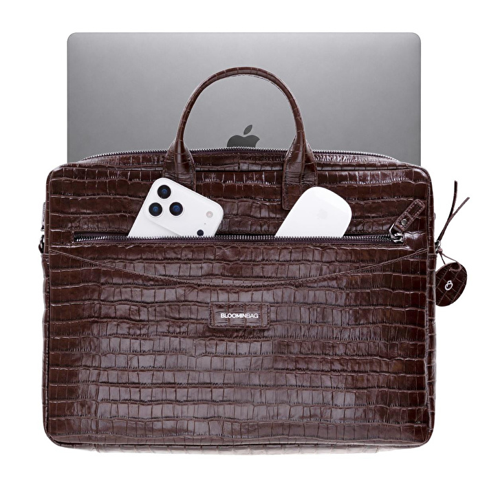 Bloominbag Mocha Croco Hakiki Deri 13-14 Inç Macbook/laptop Çantası