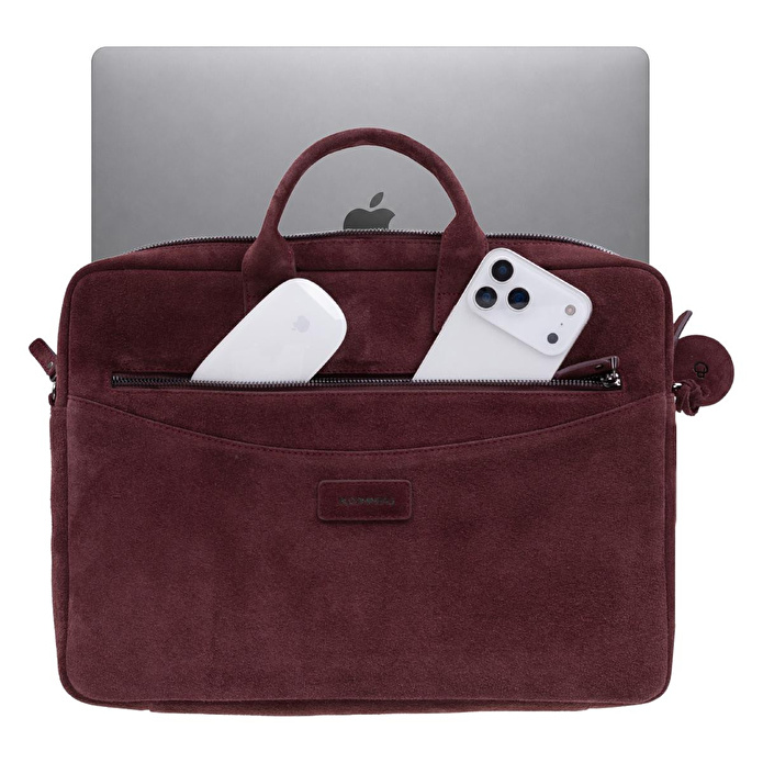 Bloominbag Burgundy Still Hakiki Süet Deri 13-14 Inç Macbook/laptop Çantası