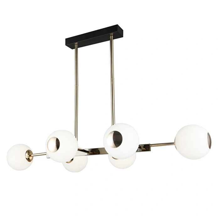 Apliqa Sofia Sıralı 60 Watt Siyah Gold Modern Oturma Odası, Yemek Masası Üstü, Salon Avize