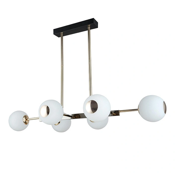 Apliqa Sofia Sıralı 60 Watt Siyah Gold Modern Oturma Odası, Yemek Masası Üstü, Salon Avize