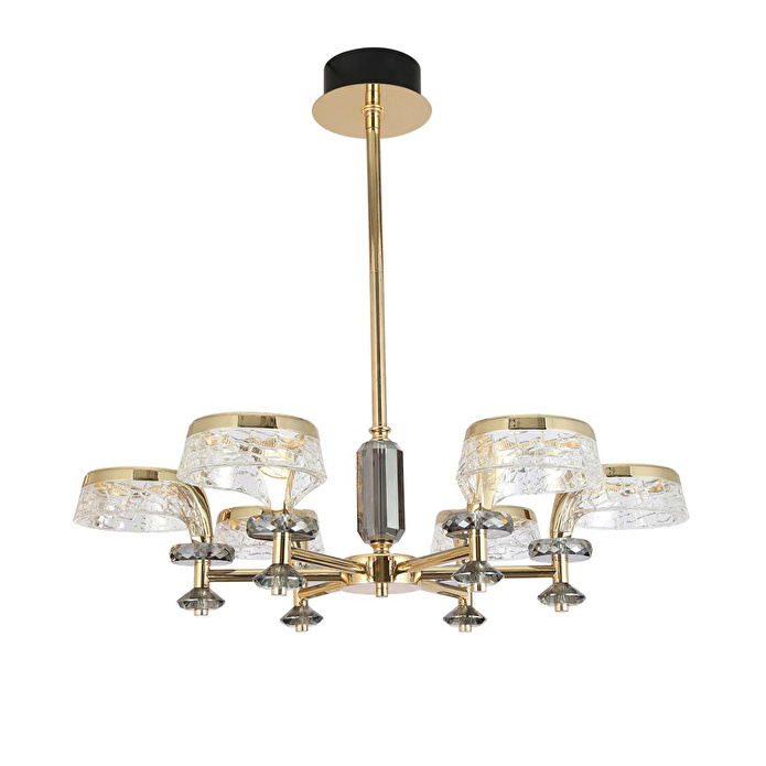Apliqa Ekerd 6'lı Gold 50 Watt Yuvarlak Kristalli Modern Sarkıt Salon Led Avize