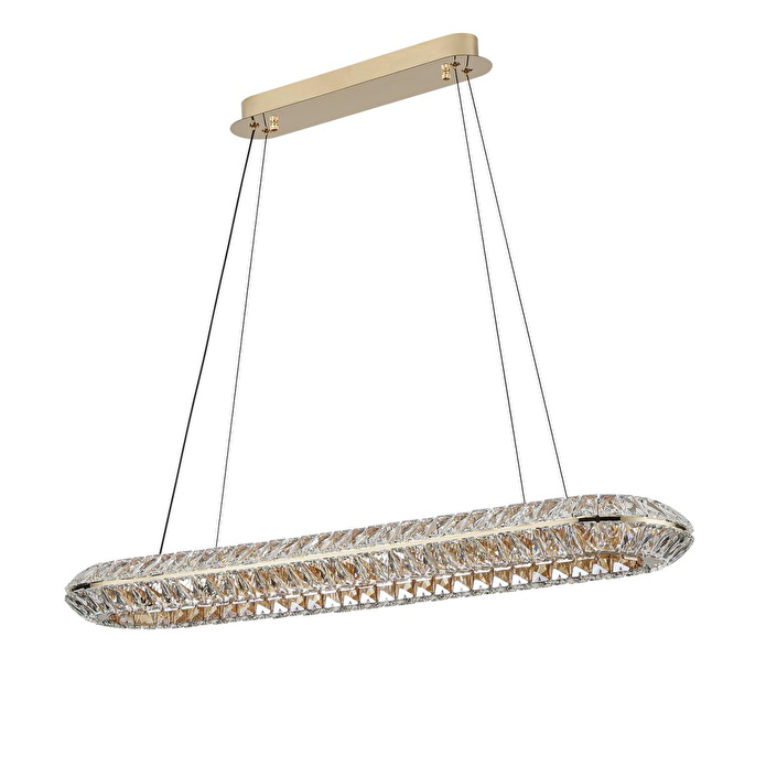 Apliqa Kyler Sıralı Gold 120 Watt Kristalli 3 Renkli Led Sarkıt Avize