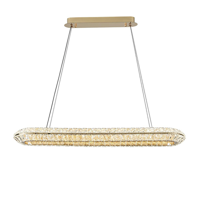 Apliqa Kyler Sıralı Gold 120 Watt Kristalli 3 Renkli Led Sarkıt Avize