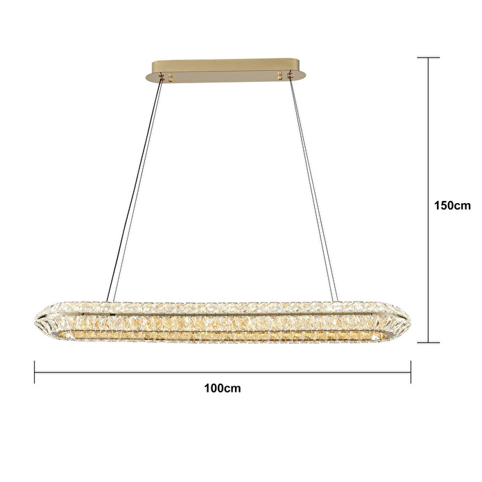 Apliqa Kyler Sıralı Gold 120 Watt Kristalli 3 Renkli Led Sarkıt Avize