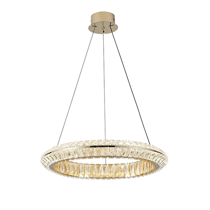 Apliqa Kyler 60'lık Gold 90 Watt Kristalli 3 Renkli Led Sarkıt Avize