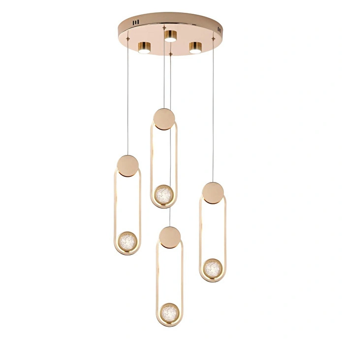 Apliqa Beckett 4'lü Kristal Top Başlıklı Gold Sarkıt Led Avize