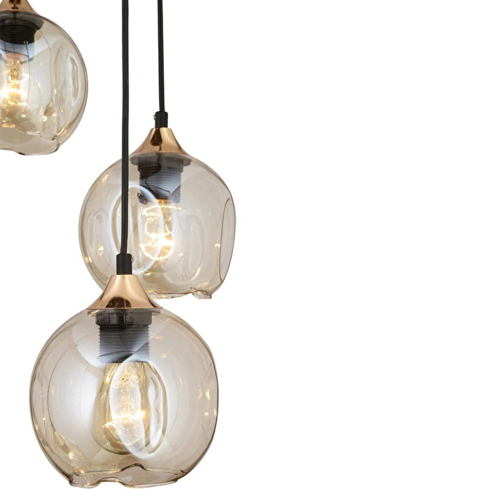 Apliqa Karya 5li Yuvarlak Siyah Gold Modern Sarkıt Genç Odası Yatak Odası Retro Salon Avize