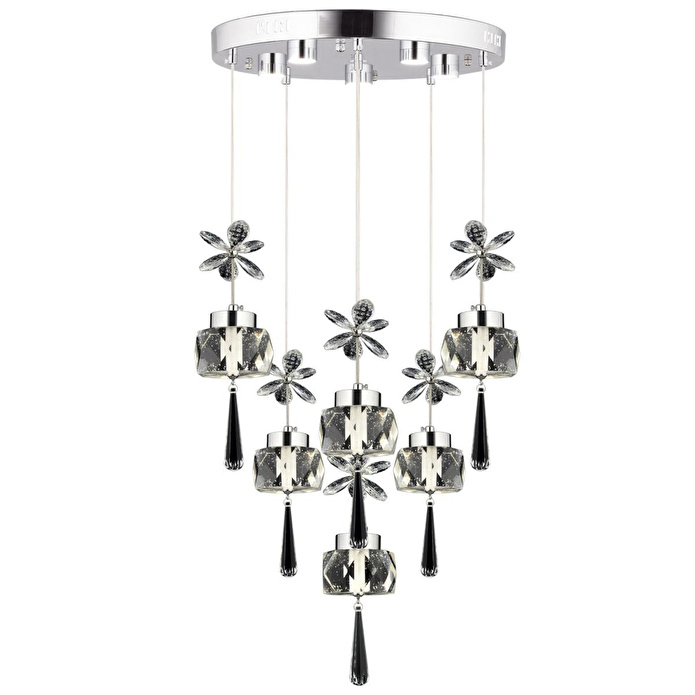 Apliqa Amaris 6'lı Yuvarlak 3 Renkli 79 Watt Krom Kelebek Led Avize Kristal Ledli Modern Oturma Odası Büyük Salon Sarkıt Avize