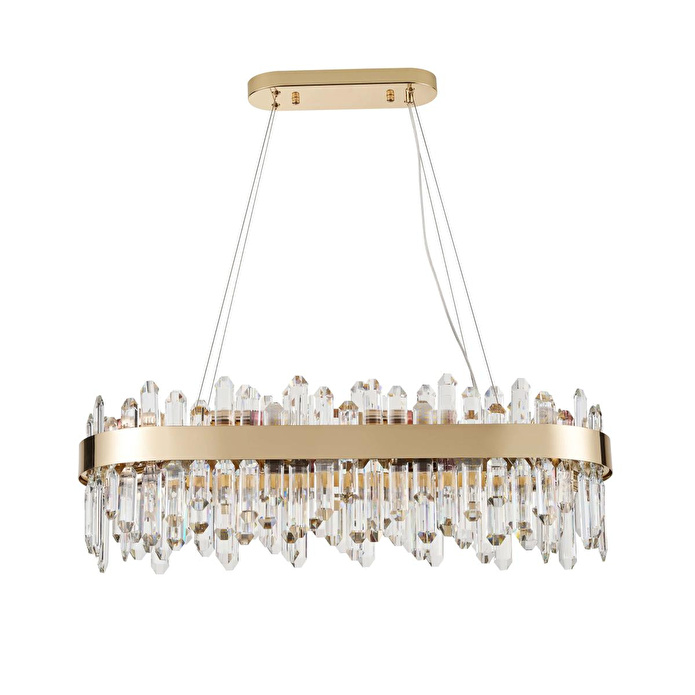 Apliqa Linfred Yemek Masası Üstü Sıralı Gold Kristal Taşlı Modern Salon Avize