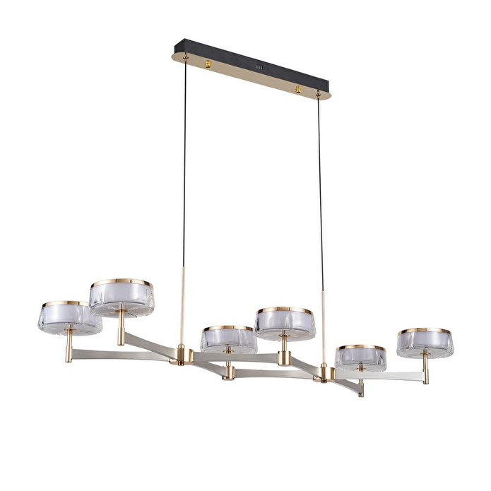 Apliqa Grayson Krom 6'lı 72 Watt Sıralı 3 Renkli Led Salon Avize