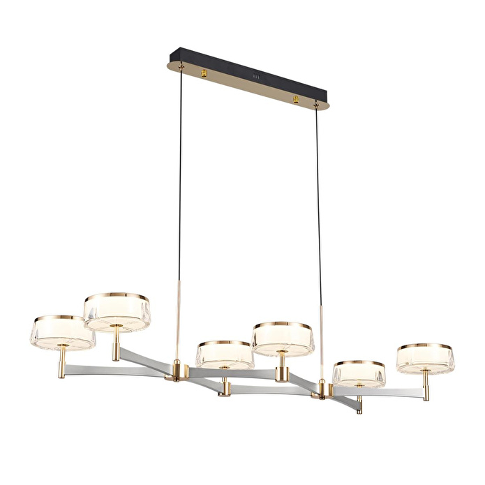 Apliqa Grayson Krom 6'lı 72 Watt Sıralı 3 Renkli Led Salon Avize
