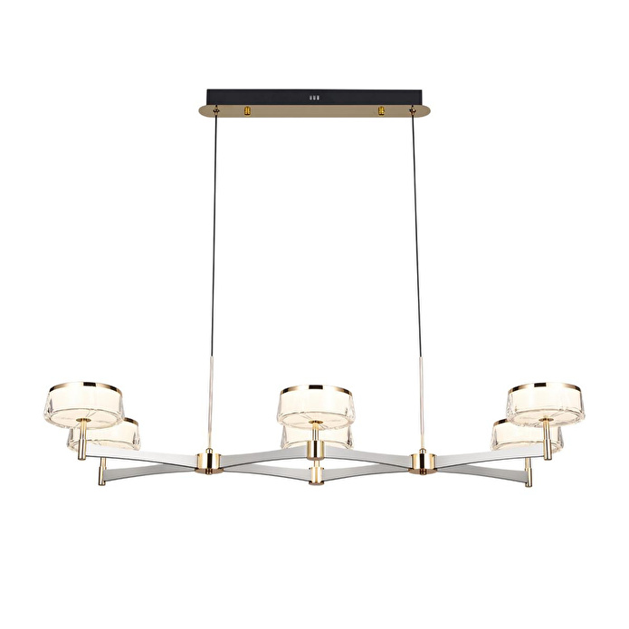 Apliqa Grayson Krom 6'lı 72 Watt Sıralı 3 Renkli Led Salon Avize