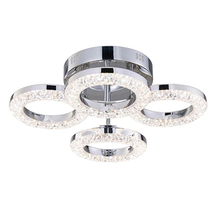 Apliqa Oylum 4'lü Krom 24 Watt Kristalli Koridor Salon Led Plafonyer Avize