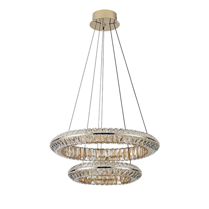 Apliqa Kyler 2'li Gold 180 Watt Kristalli 3 Renkli Led Sarkıt Avize