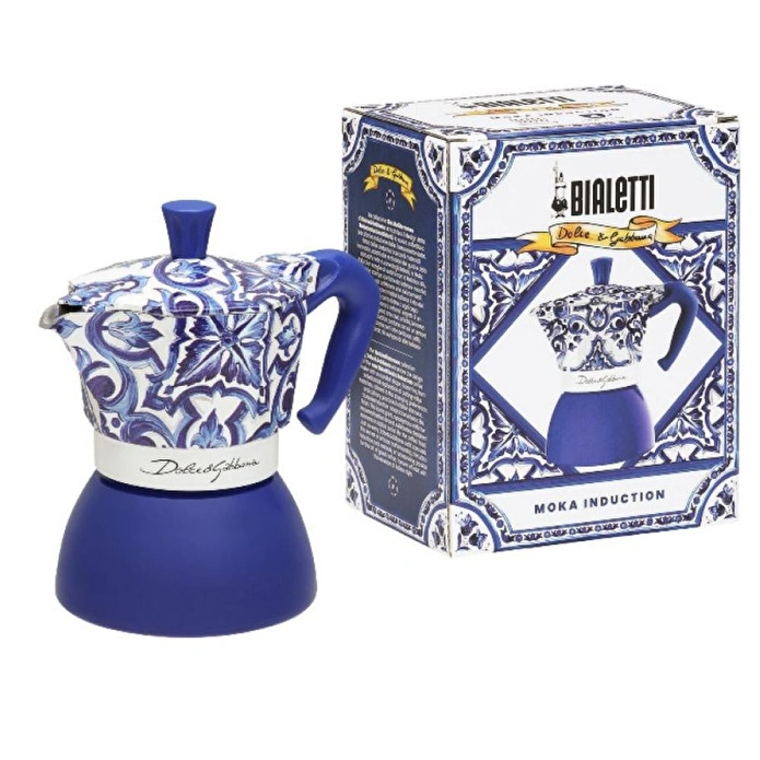 Bialetti Dolce Gabbana Akdeniz Mavisi 4 Cup Indüksiyon Moka Pot