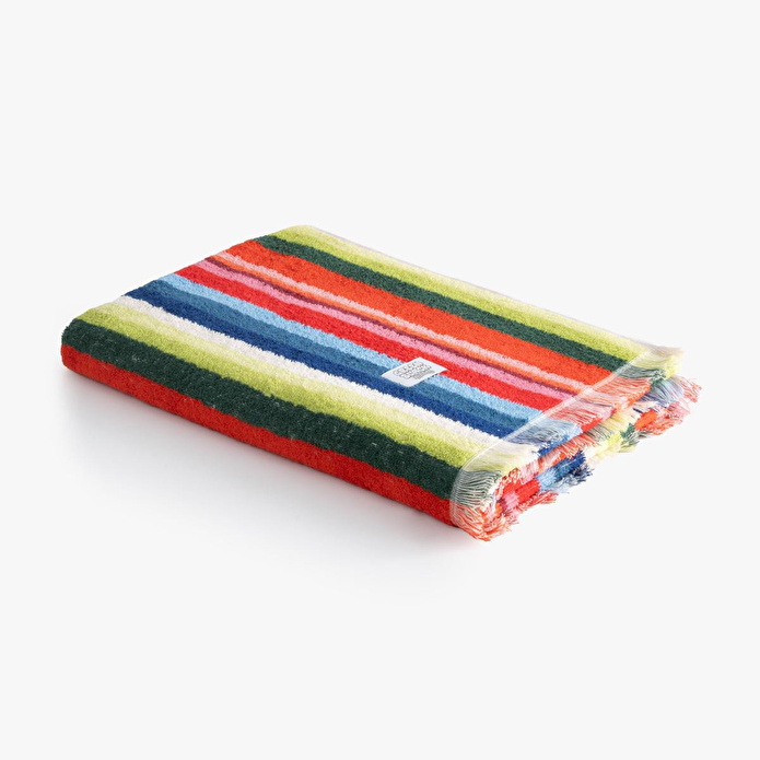 Green Black Stripe Red Plaj Havlusu %100 Pamuk Renkli 90x160