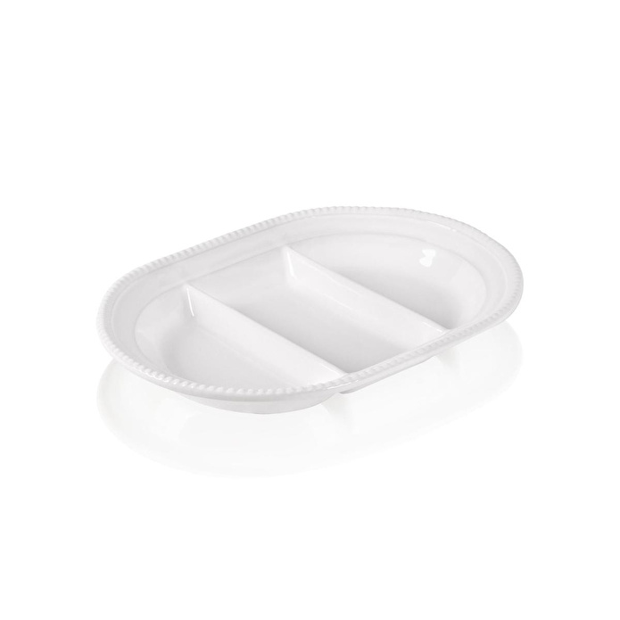 The Mia Grande Servis Tabağı 3 Bölmeli Beyaz 42 Cm