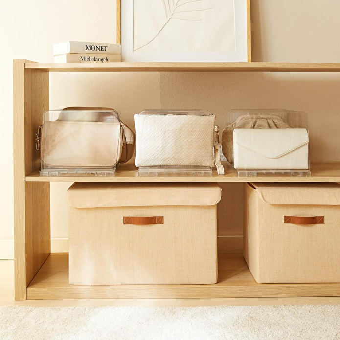 Ocean Home Textile 3'lü Ayarlanabilir 4 Bölmeli Şeffaf Raf Düzenleyici Set 36 X 24 X 21 Cm