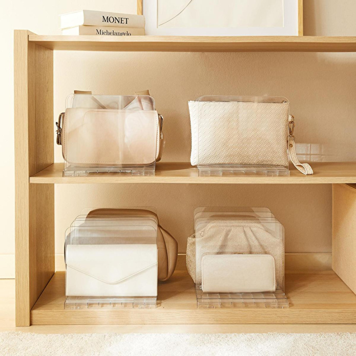 Ocean Home Textile 4'lü Ayarlanabilir 4 Bölmeli Şeffaf Raf Düzenleyici Set 36 X 24 X 21 Cm