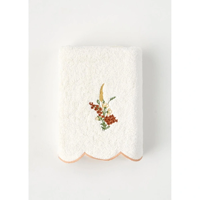 Bella Maison %100 Pamuk Flores Yüz Havlusu Krem (50x90 Cm)