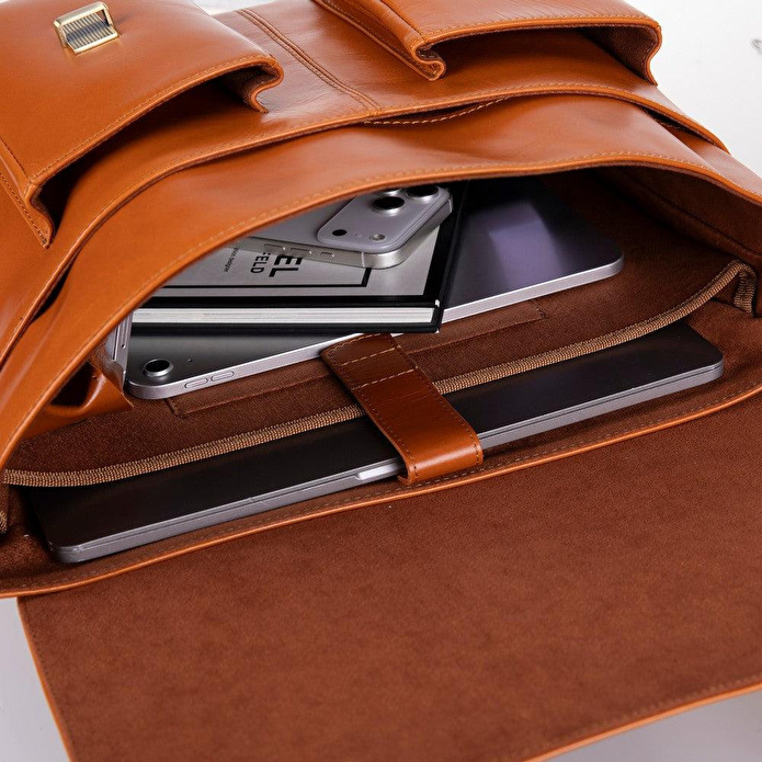 Bloominbag Rivoli Cognac Tan Hakiki Deri 13–14 Inç Laptop Ve Evrak Çantası