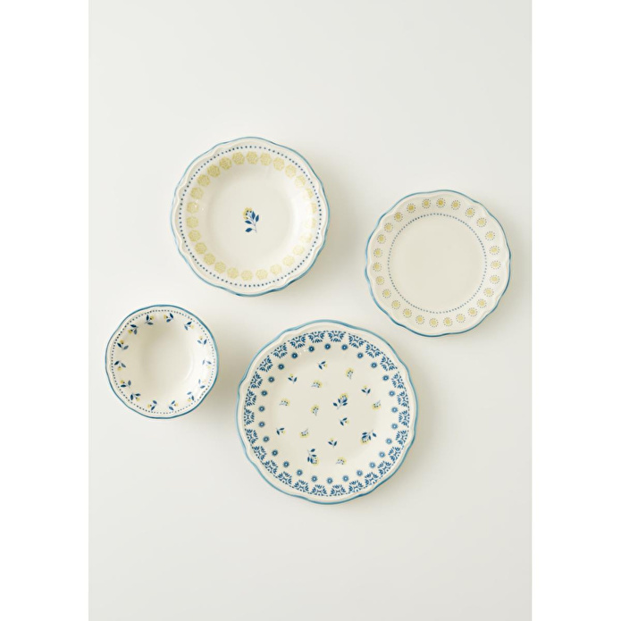 Bella Maison Mabel Stoneware 24 Parça 6 Kişilik Yemek Takımı Mavi Mavi