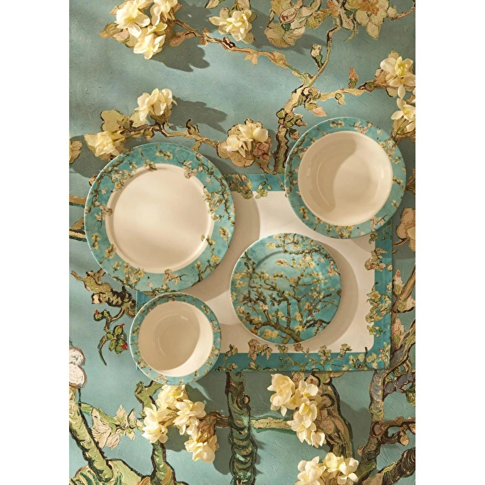 Bella Maison Van Gogh Almond Blossom Porselen Çukur Tabak Turkuaz (21 Cm) Mavi