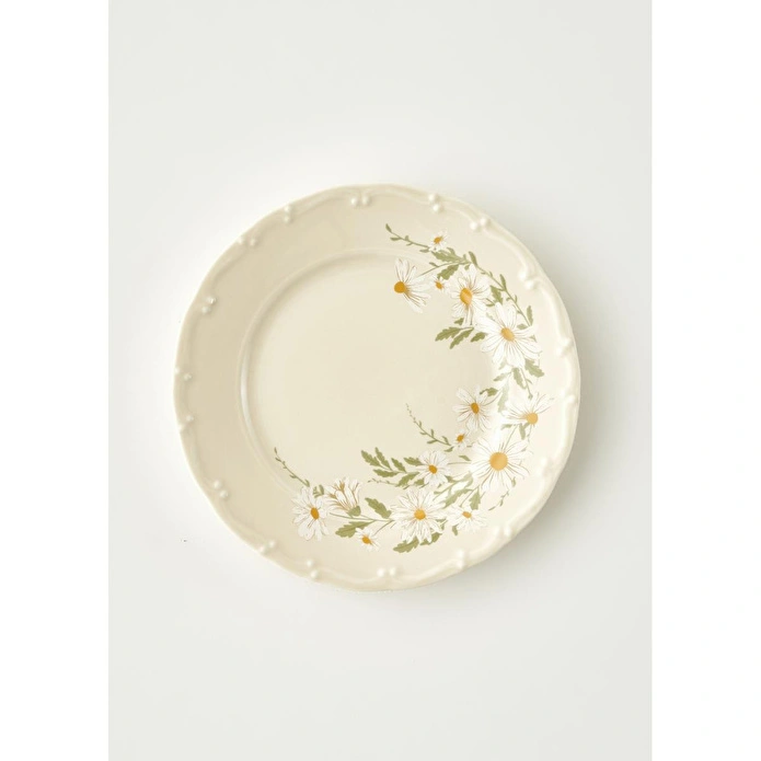 Bella Maison Daisy Porselen 6'lı Pasta Tabağı Krem (20 Cm) Bej