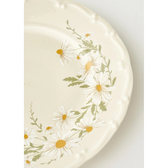 Bella Maison Daisy Porselen 6'lı Pasta Tabağı Krem (20 Cm) Bej
