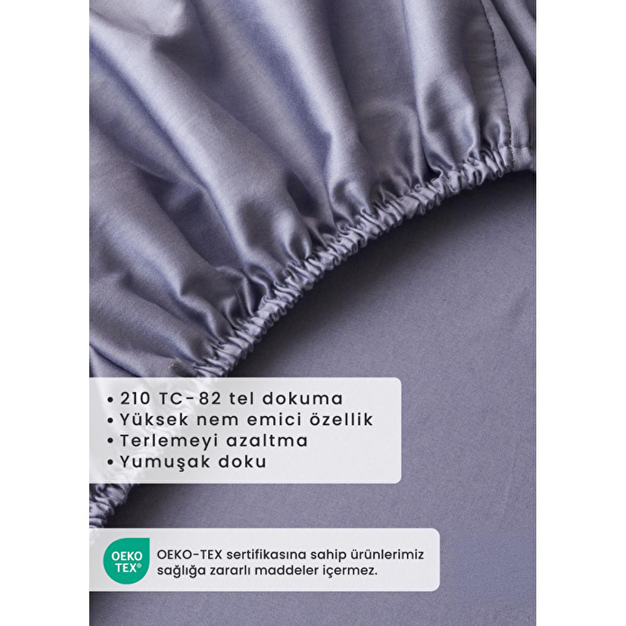 Bella Maison %100 Pamuk Saten Supreme Çift Kişilik Lastikli Çarşaf Mavi (160x200x35 Cm) Mavi