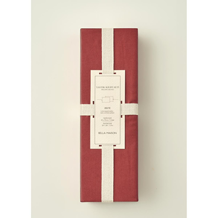 Bella Maison %100 Pamuk Saten Supreme 2'li Yastık Kılıfı Bordo (50x70 Cm) Bordo