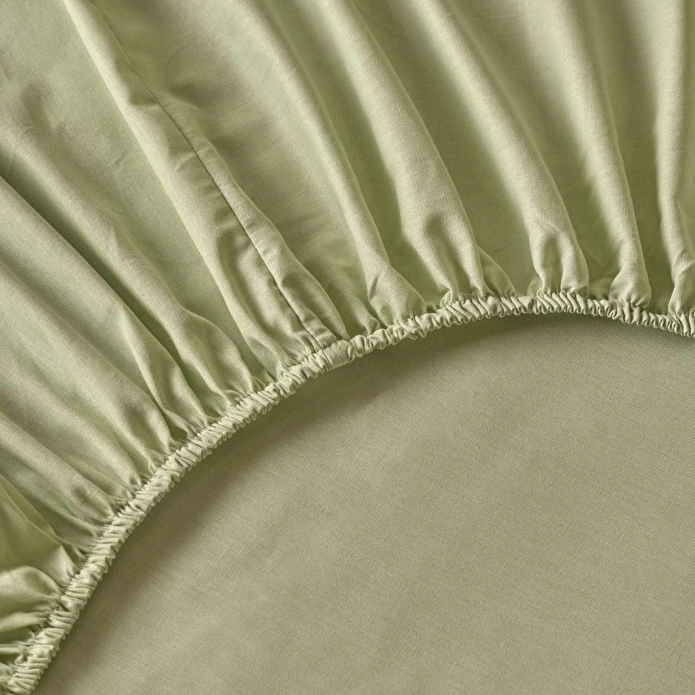 Bella Maison %100 Pamuk Saten King Size Lastikli Çarşaf Sisli Yeşil (180x200x35 Cm) Sisli Yeşil