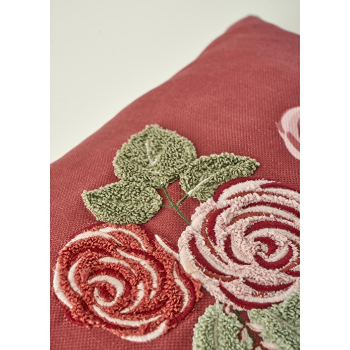 Bella Maison Rose Nakışlı Kırlent Kılıfı Mürdüm (35x50 Cm) Mürdüm