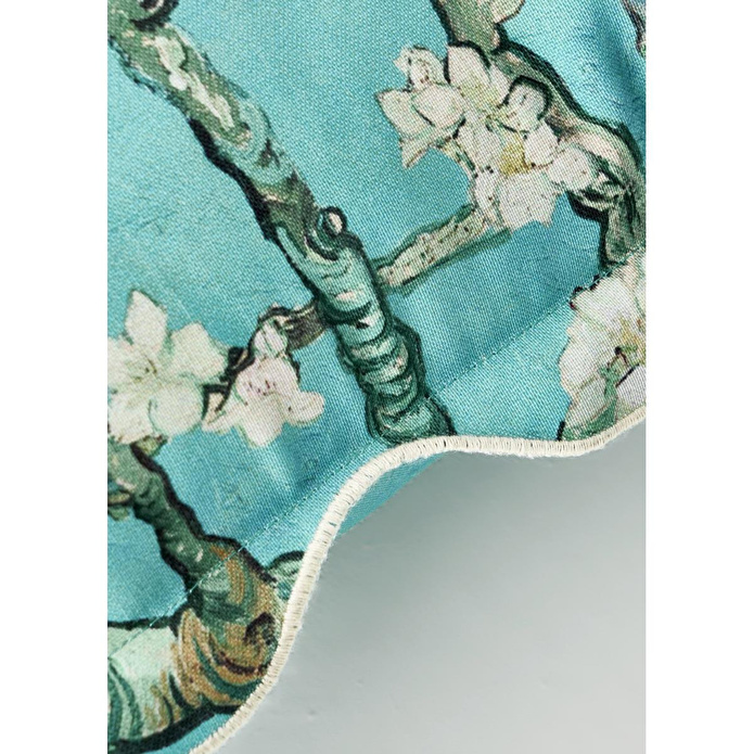 Bella Maison Van Gogh Almond Blossom Pamuklu Scallop Dekoratif Yastık Kılıfı Turkuaz (35x50 Cm) Turkuaz