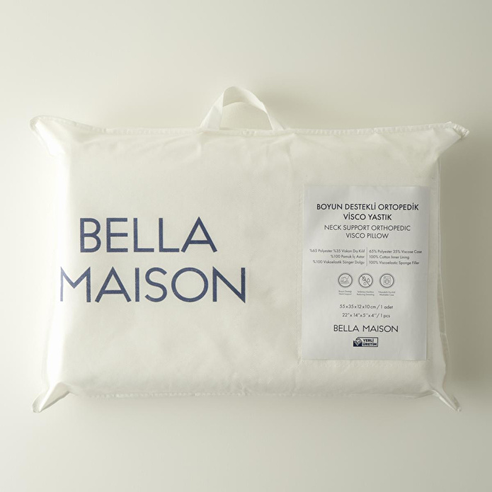 Bella Maison Boyun Destekli Ortopedik Visco Yastık Beyaz (55x35x12x10 Cm) Beyaz