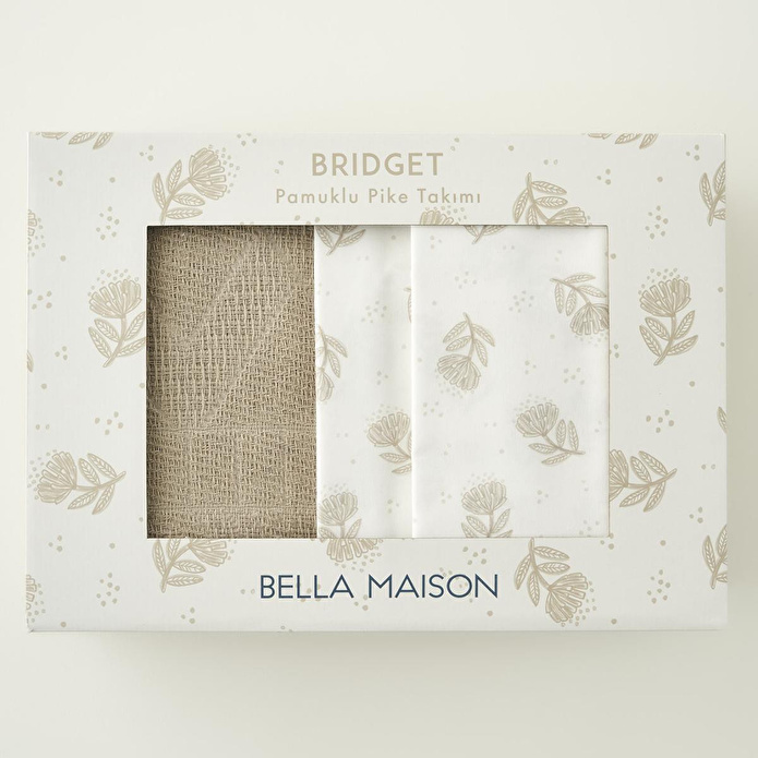 Bella Maison %100 Pamuk Bridget Çift Kişilik Pike Takımı Bej (200x220 Cm) Bej