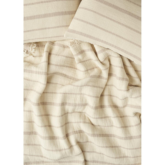 Bella Maison %100 Pamuk Bahama Müslin Dolgulu Çok Amaçlı Çift Kişilik Yatak Örtüsü Seti Krem (230x250 Cm) Krem