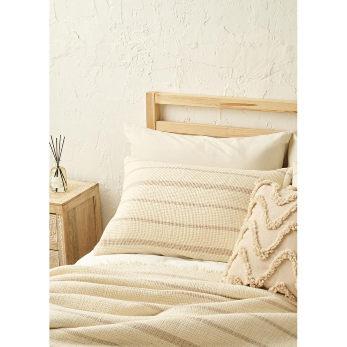 Bella Maison %100 Pamuk Bahama Müslin Dolgulu Çok Amaçlı Çift Kişilik Yatak Örtüsü Seti Krem (230x250 Cm) Krem