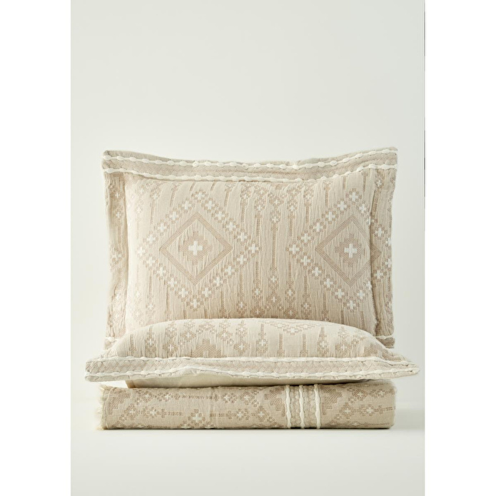 Bella Maison %100 Pamuk Glorinda Çift Kişilik Yatak Örtüsü Seti Bej (230x240 Cm) Bej