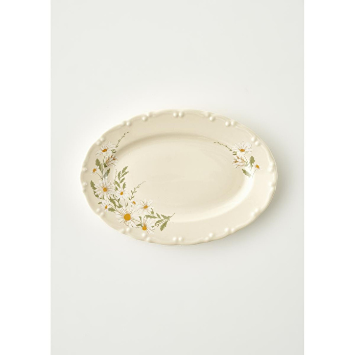Bella Maison Daisy Porselen Sunum Tabağı Krem (25 Cm) Krem