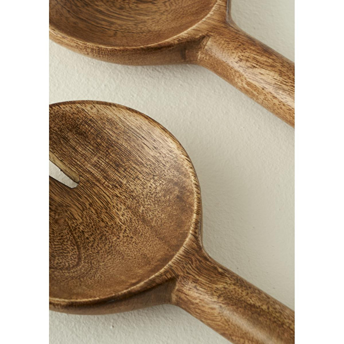 Bella Maison Wooden Mango Salata Servis Seti Kahverengi (28x7 Cm) Kahverengi