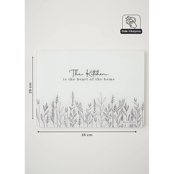 Bella Maison Botanique Cam Kesme Tahtası Beyaz (35x25 Cm) Beyaz