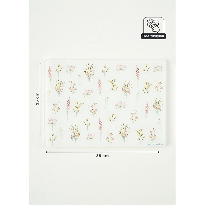 Bella Maison Flores Cam Kesme Tahtası (35x25 Cm) Çok Renkli