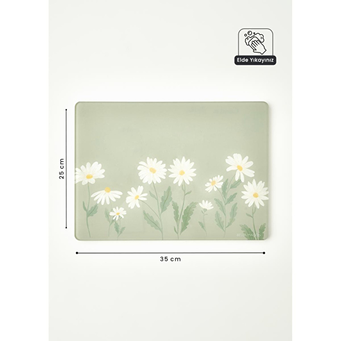 Bella Maison Daisy Cam Kesme Tahtası Yeşil (35x25 Cm) Yeşil
