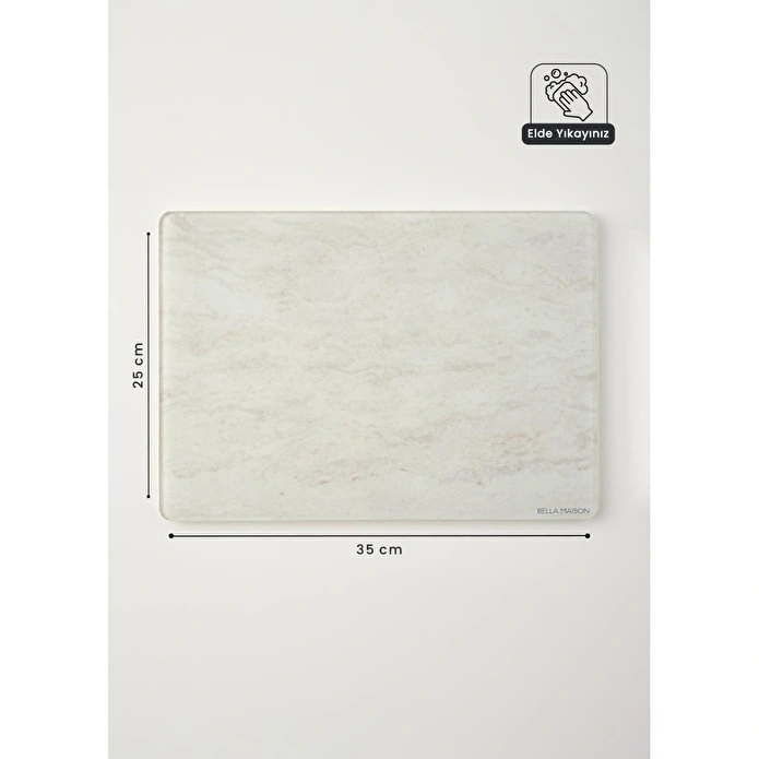 Bella Maison Marbella Cam Kesme Tahtası Ekru (35x25 Cm) Ekru